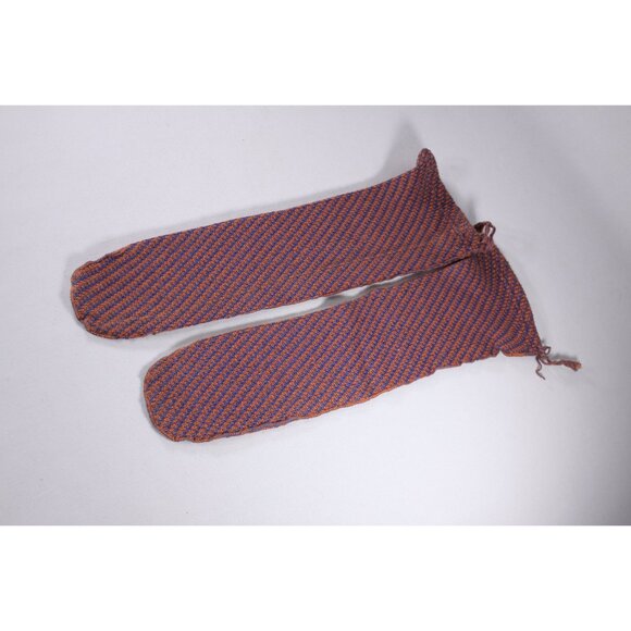 1939 New York Worlds Fair socks, Atomic Era Art Deco pair of socks in orange and - Picture 6 of 6